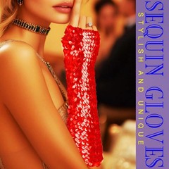 Sequin New Year Fingerless Gloves Long Glitter Fashion Arm Sleeves for Women …
