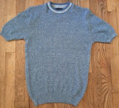 VTG 60s Ban Lon Textured Mod Shirt by Sears, Heathered Blue, Small, Atomic Age