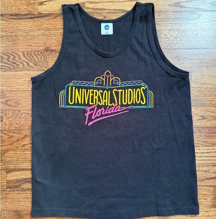 Vintage 90s Universal Studios Florida Neon Logo Souvenir Tank Top USA - Small gallery