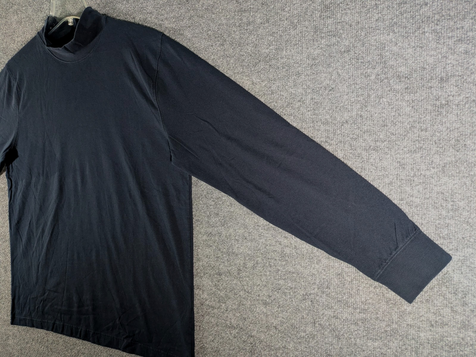 LL Bean Mock Neck Shirt Mens Large Navy Long Sleeve Tee 100% Cotton 508112 gallery