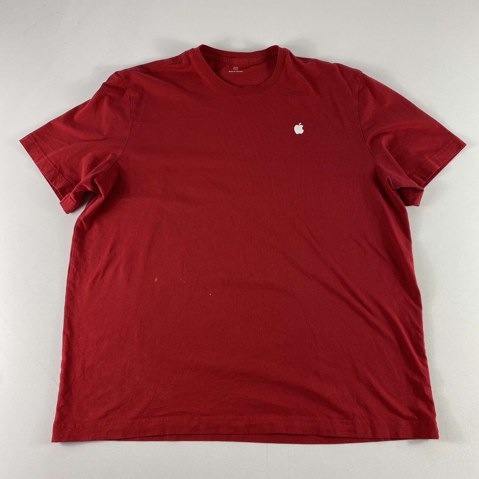 Apple Employee Shirt Mens XL Red Short Sleeve Crewneck Graphic Tee Logo