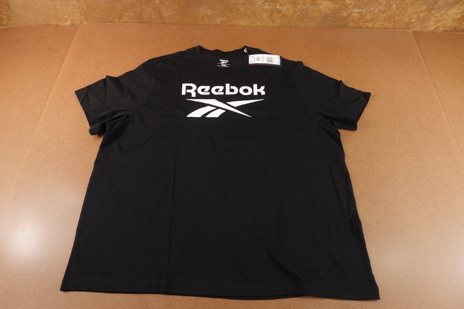 Reebok Mens 2XL Black White Identity Big Stacked Logo Short Sleeve T-Shirt NWT gallery