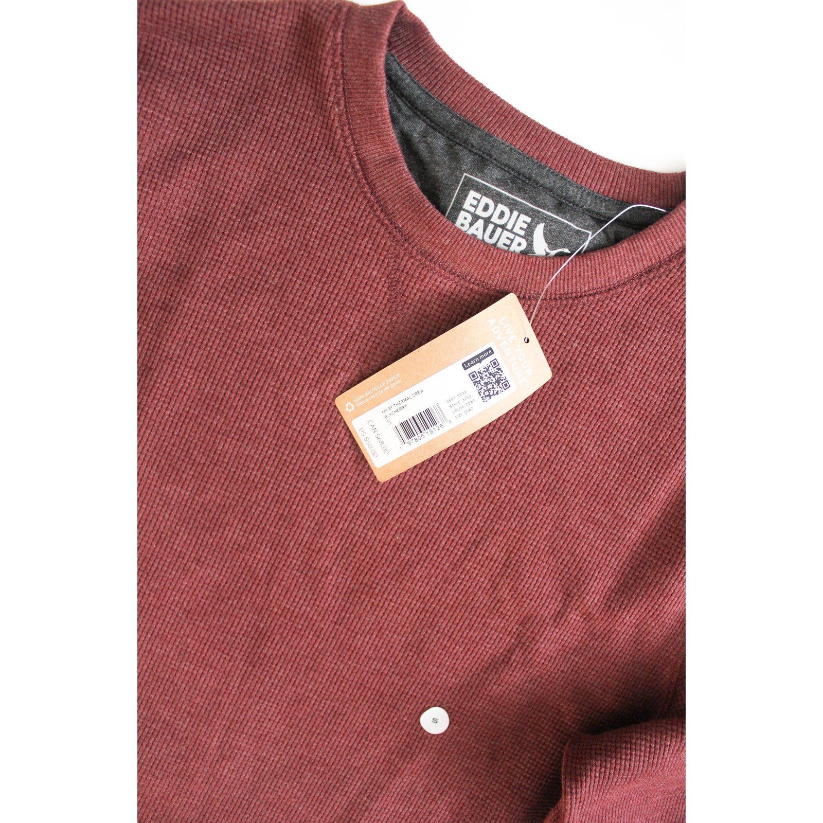 Eddie Bauer Midweight Thermal Crew Shirt Mens Small Cherry Recycled NWT gallery