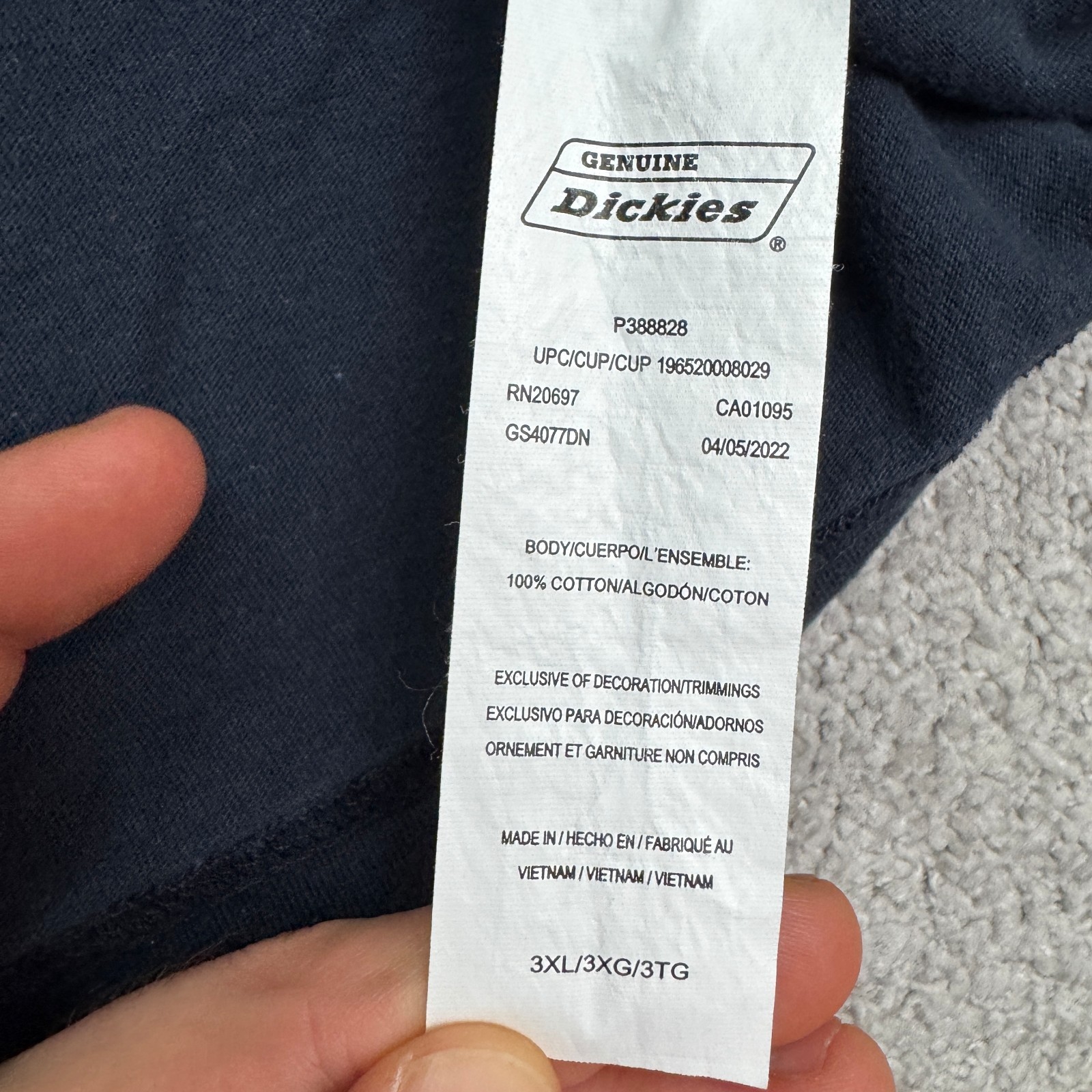 Genuine Dickies Basic T-Shirt Mens 3XL Navy Short Sleeve Crew Cotton Pocket Tee gallery