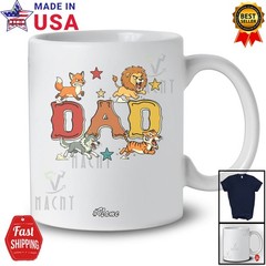Custom Name Dad; Father’s Day Wild Animal Lion Fox Tiger Wolf Family T-Shirt