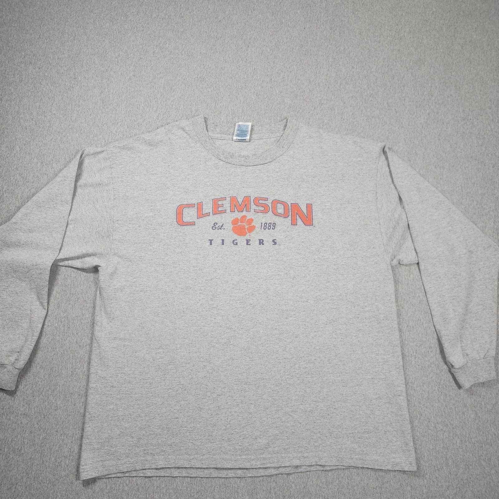 Delta Clemson Tigers Long Sleeve Shirt Mens XL Gray Good Graphic Tee NCAA gallery