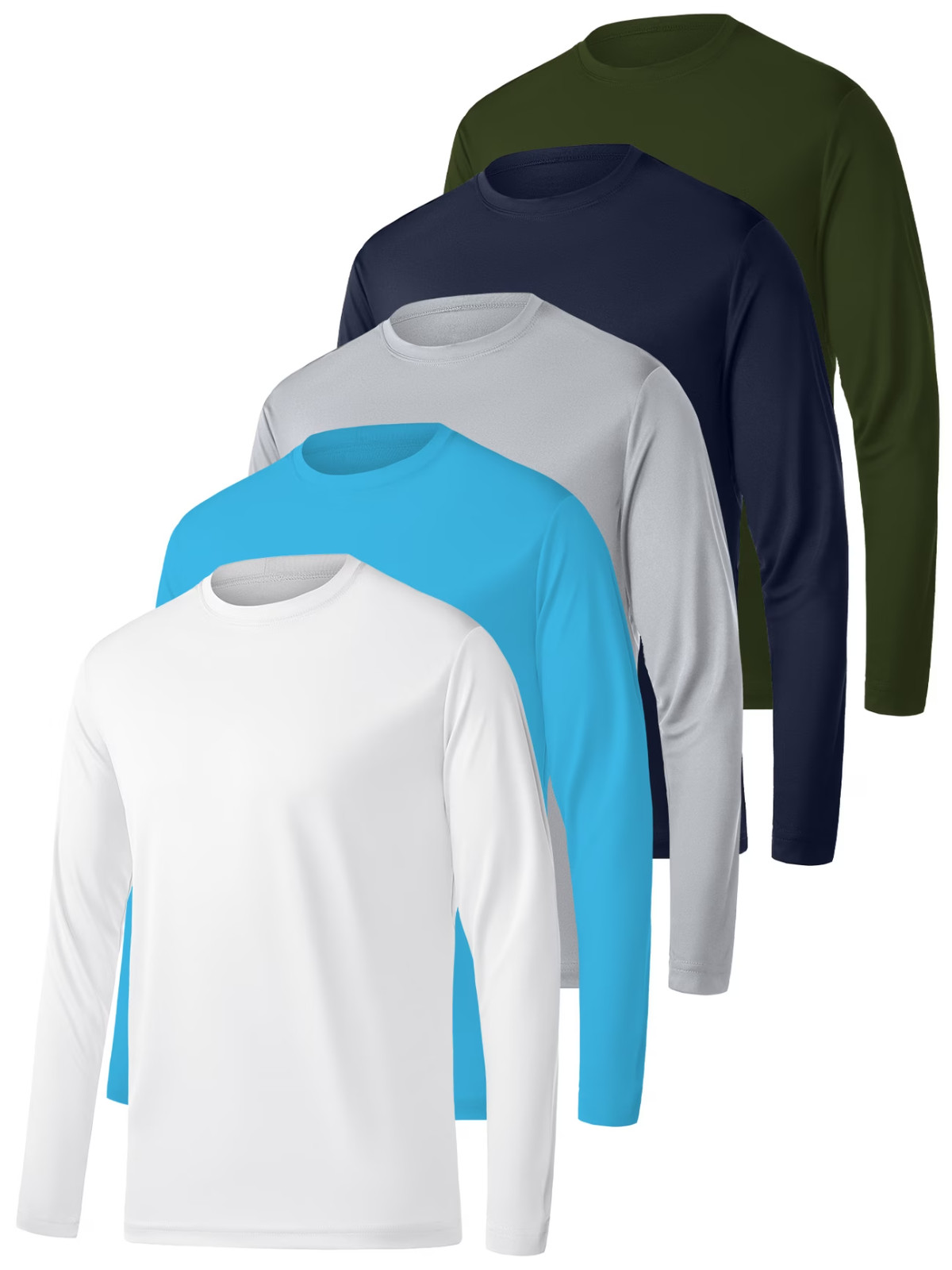 5pcs Men’S Long Sleeve Casual T-Shirt Breathable And Quick Drying, Suitable