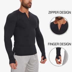 Men’s Quick-Dry Active Sport Top Shirts Quarter Zip Long Sleeve Running Outdoor