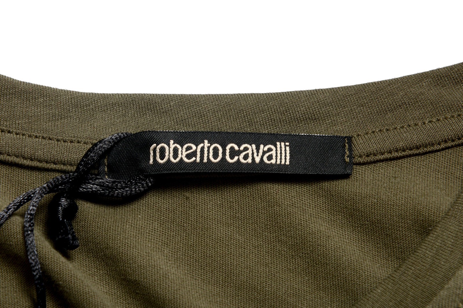 Roberto Cavalli Men's Olive Green Graphic Print Crewneck T-Shirt US M IT 50 gallery