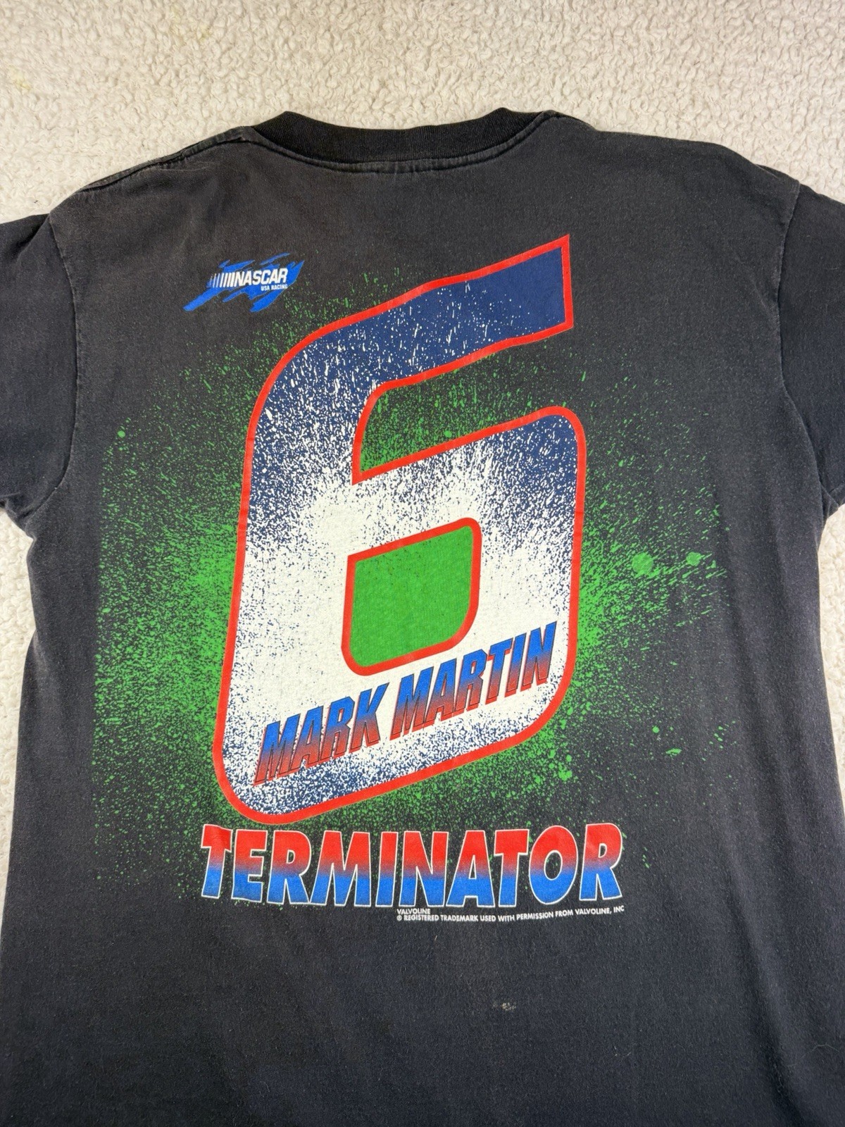 Vintage Black Single Stitch MARK MARTIN TERMINATOR T-Shirt Size L NASCAR USA🔥 gallery