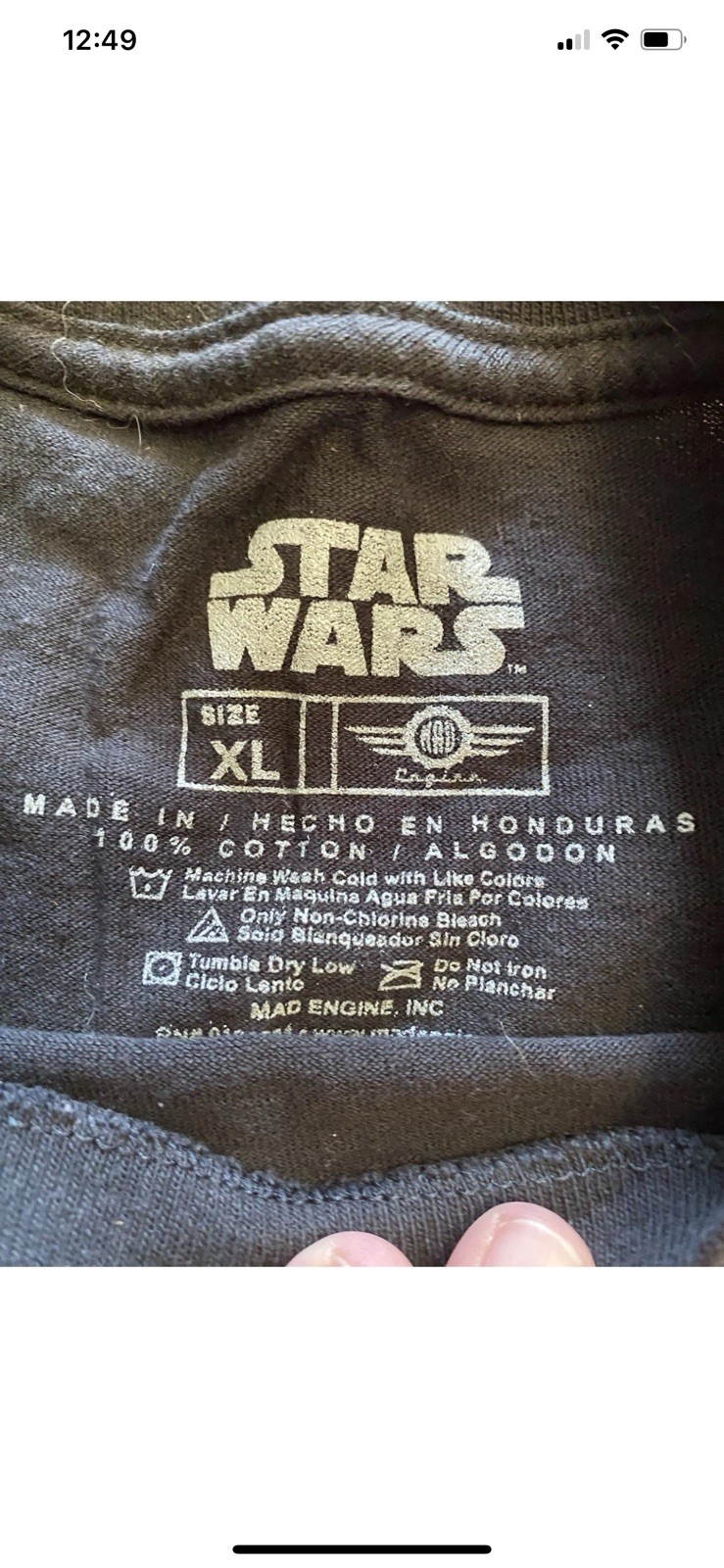 2 Star Wars Men's Short Sleeve T-Shirt Crew Neck Heather Blue and black Size XL gallery