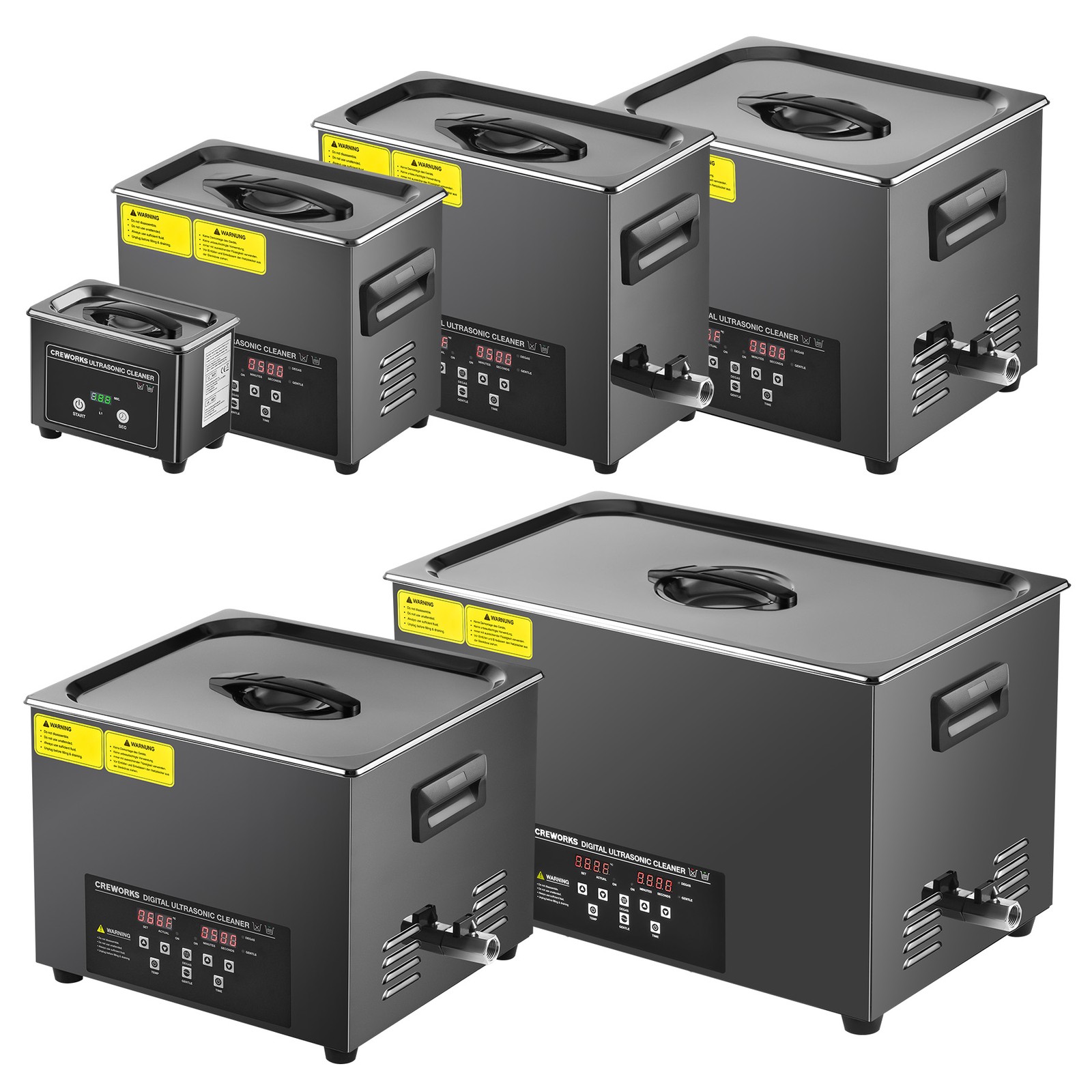 CREWORKS 2L 3L 6L 10L 15L 22L 30L Ultrasonic Cleaner with Degas & Gentle Mode
