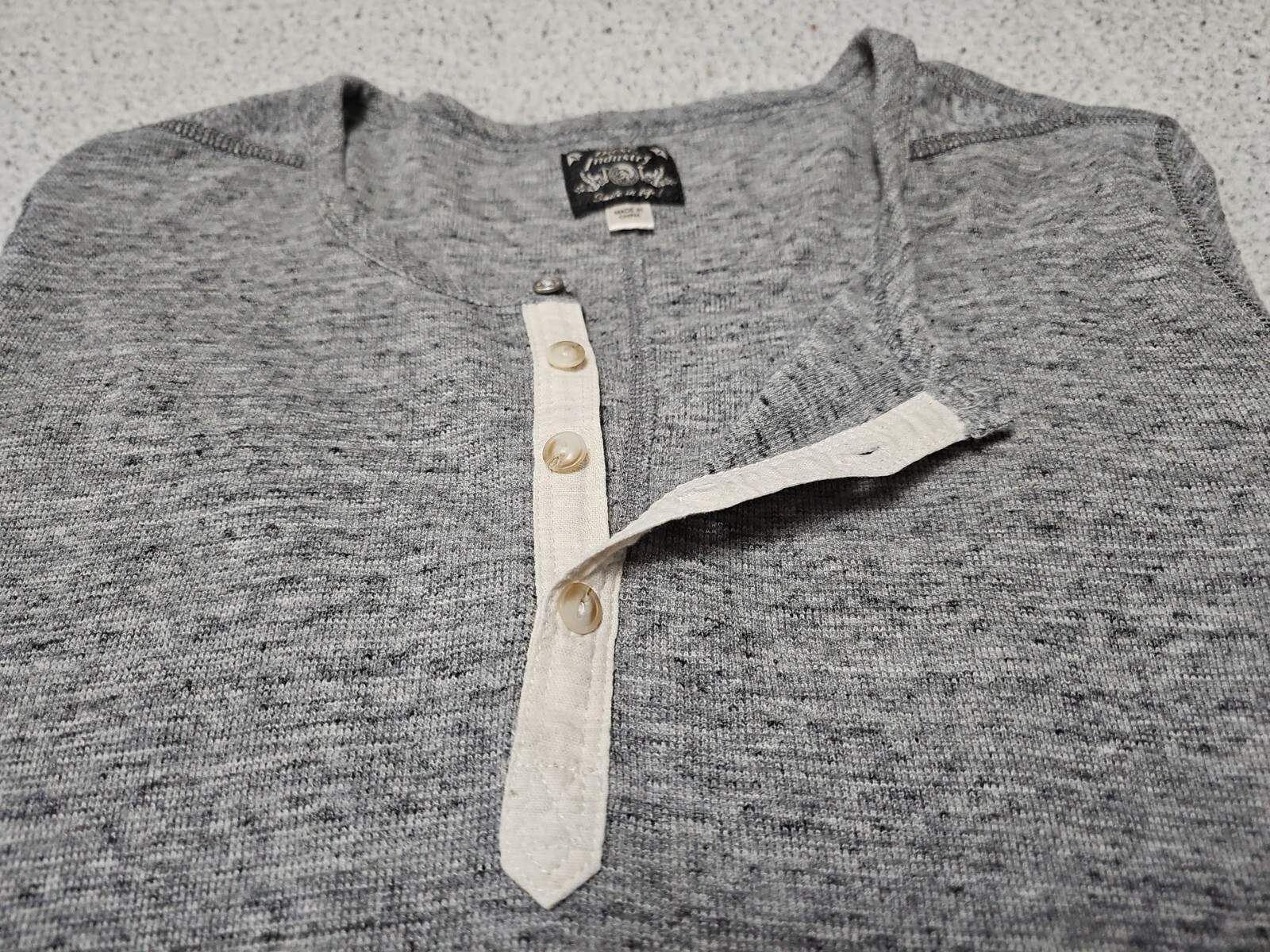 Diesel Industry Henley Stitched Nobel Gray Woven Long Sleeve Shirt SZ Large gallery