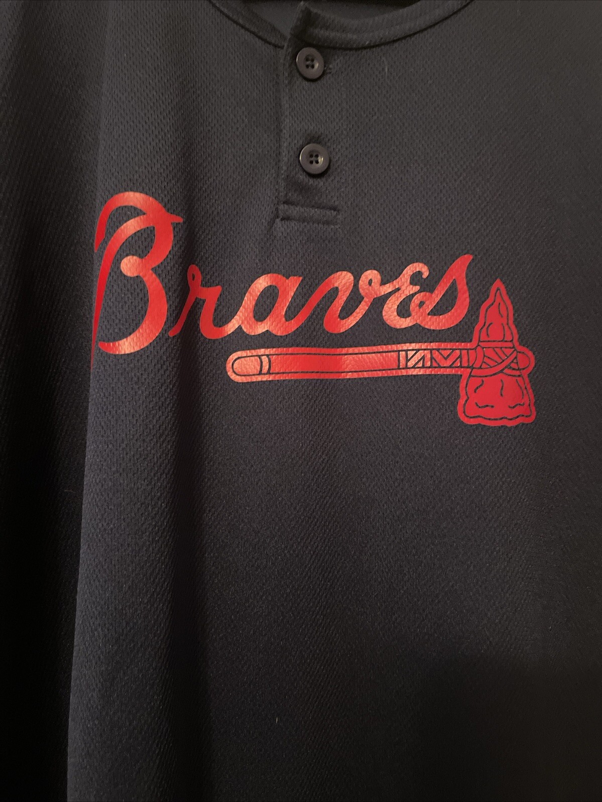 Men's Size XL Atlanta Braves MLB #33 Blue Polyester JERSEY gallery