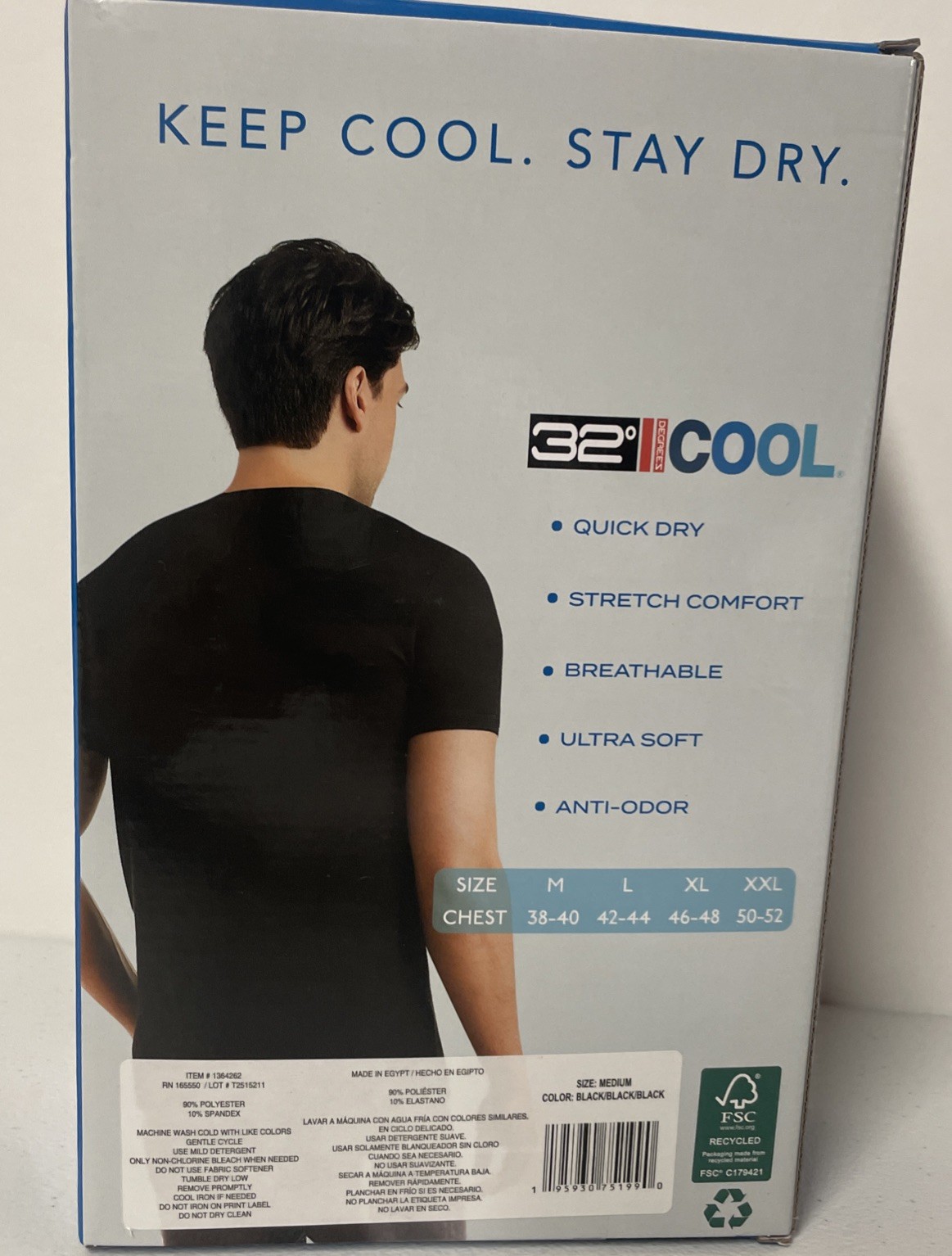 32 Degrees Cool Men's 3 Pack Short Sleeve Crew Neck Tee T-Shirt BLACK MEDIUM Dry gallery
