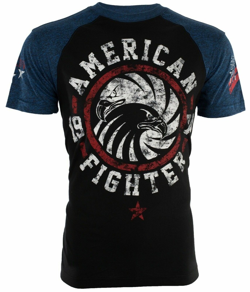 AMERICAN FIGHTER Bradley Black Blue Athletic Mens Crewneck T-shirt S-3XL NWT