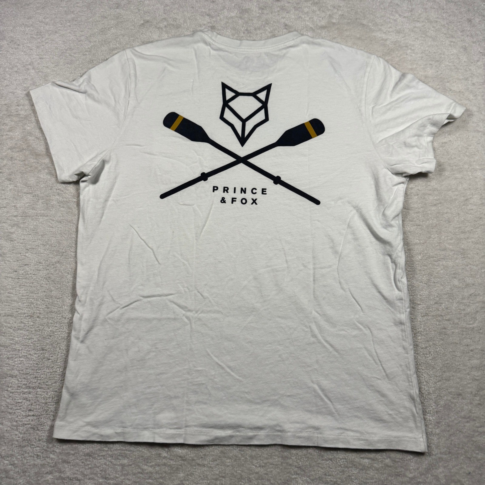 Prince & Fox Mens XL White Graphic Pocket T-Shirt Fox Oars Cotton Tee