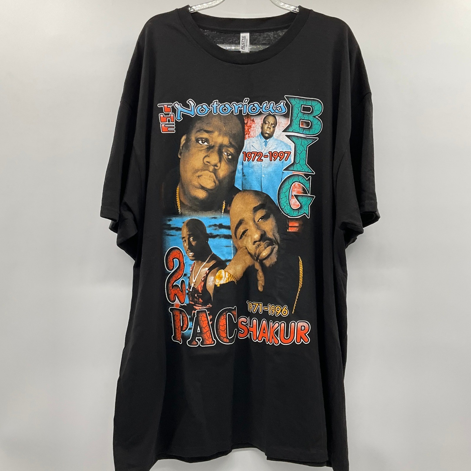 Tupac Biggie Graphic T-Shirt 2 XL Black Rap LegendsTee 90s Hip Hop Streetwear gallery