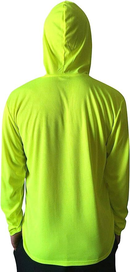 Safety Neon Yellow Long Sleeve Hoodie T Shirt Polyester Shirt Birdeye Mesh New gallery