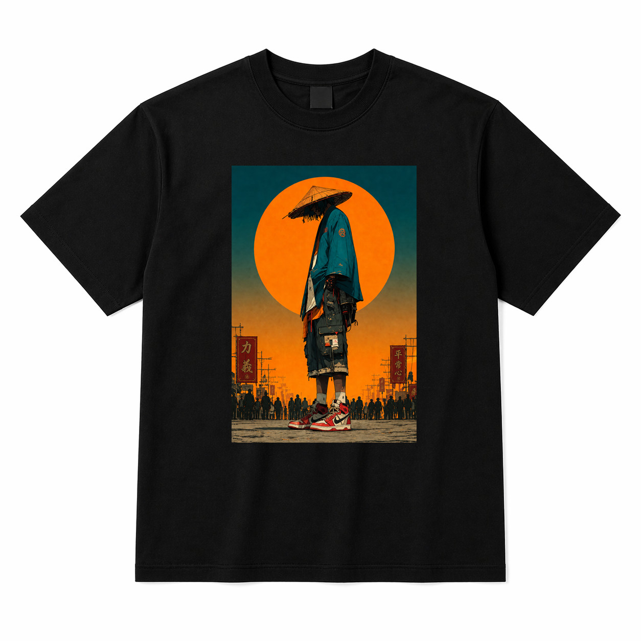 Unisex Graphic Black T-Shirt Cyberpunk Streetwear Loose Fit Japanese Anime Tee gallery