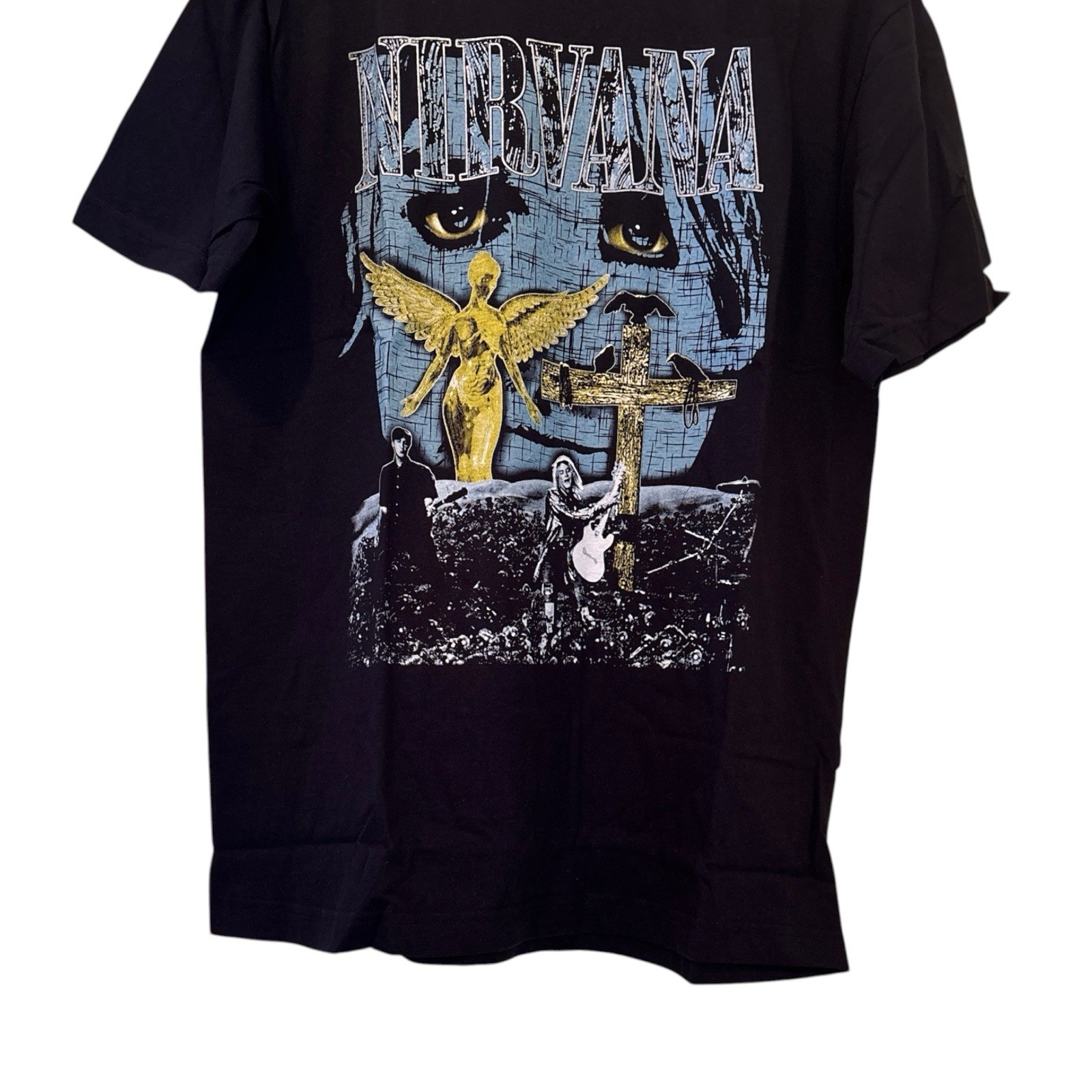 Nirvana 90s Kurt Cobain Cross In Utero T-shirt Modern Reprint Sz Large gallery