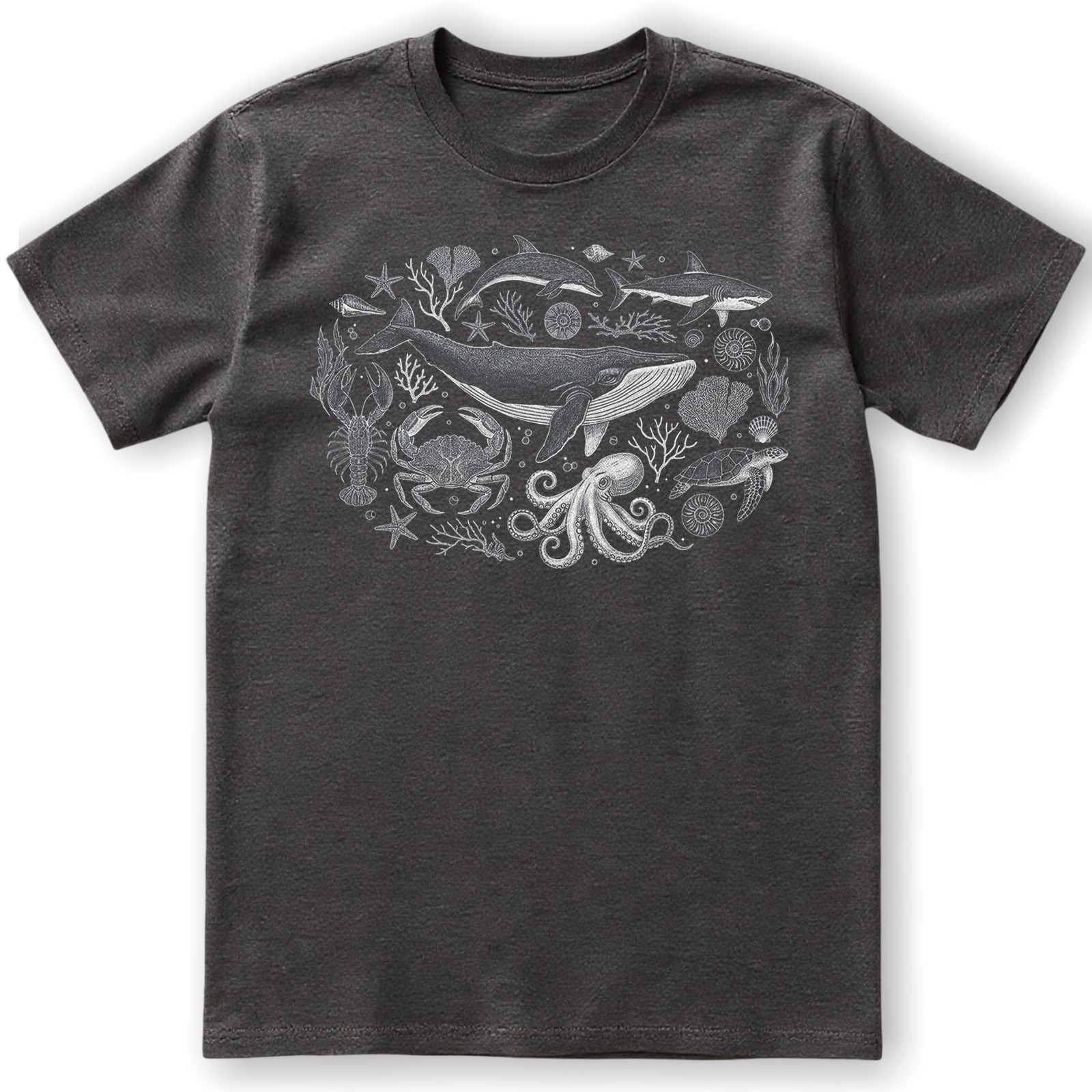 Sea Life Whale Shark Octopus Ocean Marine Retro Vintage Animal Gift Tee gallery