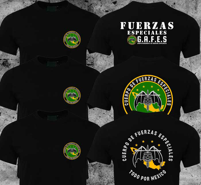 Mexico GAFEs Fuerzas Especiales Special Force Ops Army Military Black T-shirt HQ gallery
