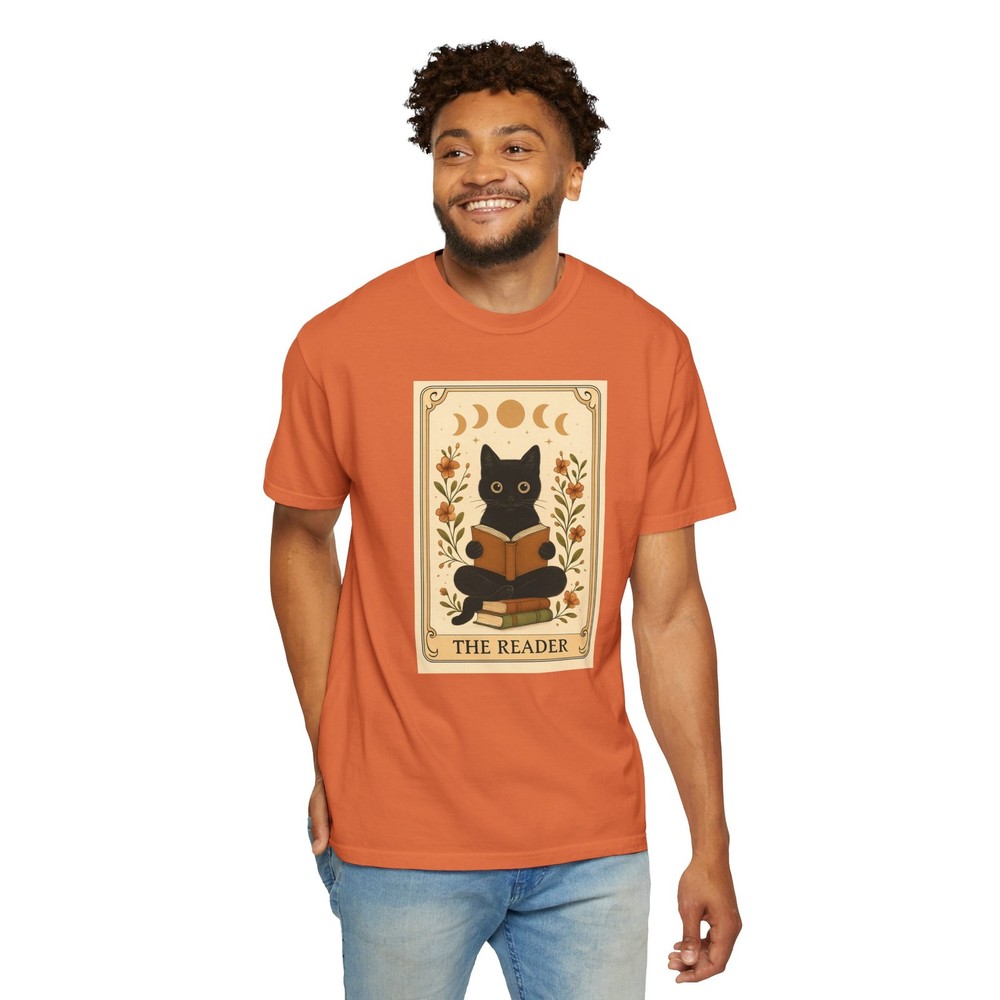 Cat Reading a Book T-shirt, Graphic Tee, Animal Lover Shirt, Bookworm Gift, Cat