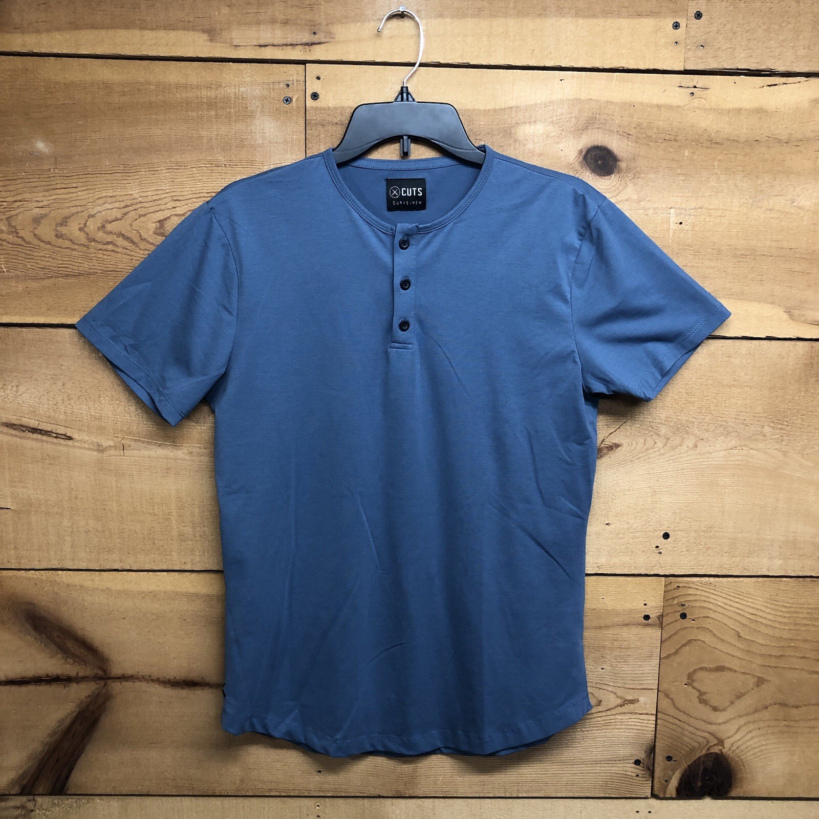 Cuts Curve Hem LOT OF 2 1/4 Button Crew Neck T-Shirt Mens Size Medium Stretch gallery