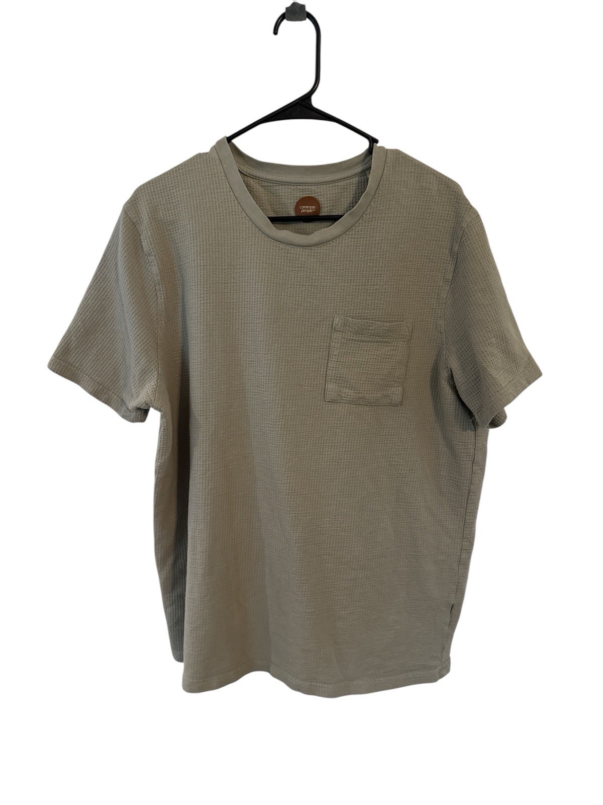 Common People Women’s Large Gray Waffle Knit Pocket Tee Casual Minimalist gallery