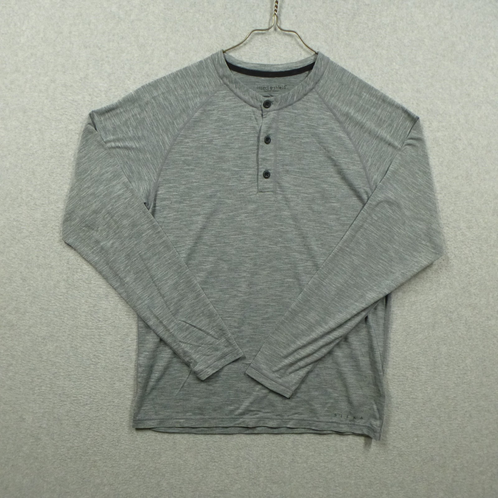 Sitka Henley Shirt Men Small Gray Heather Insect Shield Hanger UPF 30 Base Layer gallery
