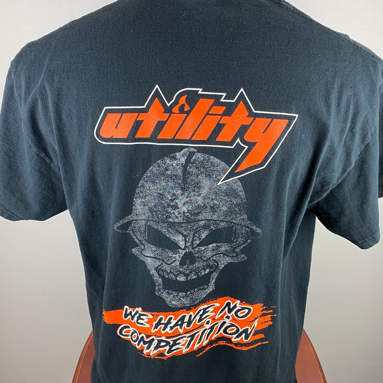 Utility T-Shirt Mens Front Back Graphic Skull We Have No Competition XL gallery