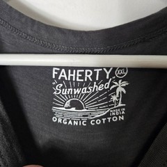 Faherty Men’s Size XXL Sunwashed Organic Cotton Short Sleeve Shirt Gray
