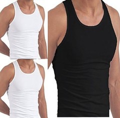 BLACK WHITE SLIM FIT Fine Cotton Sleeveless Gym Vest Singlet Muscle Top 34-50