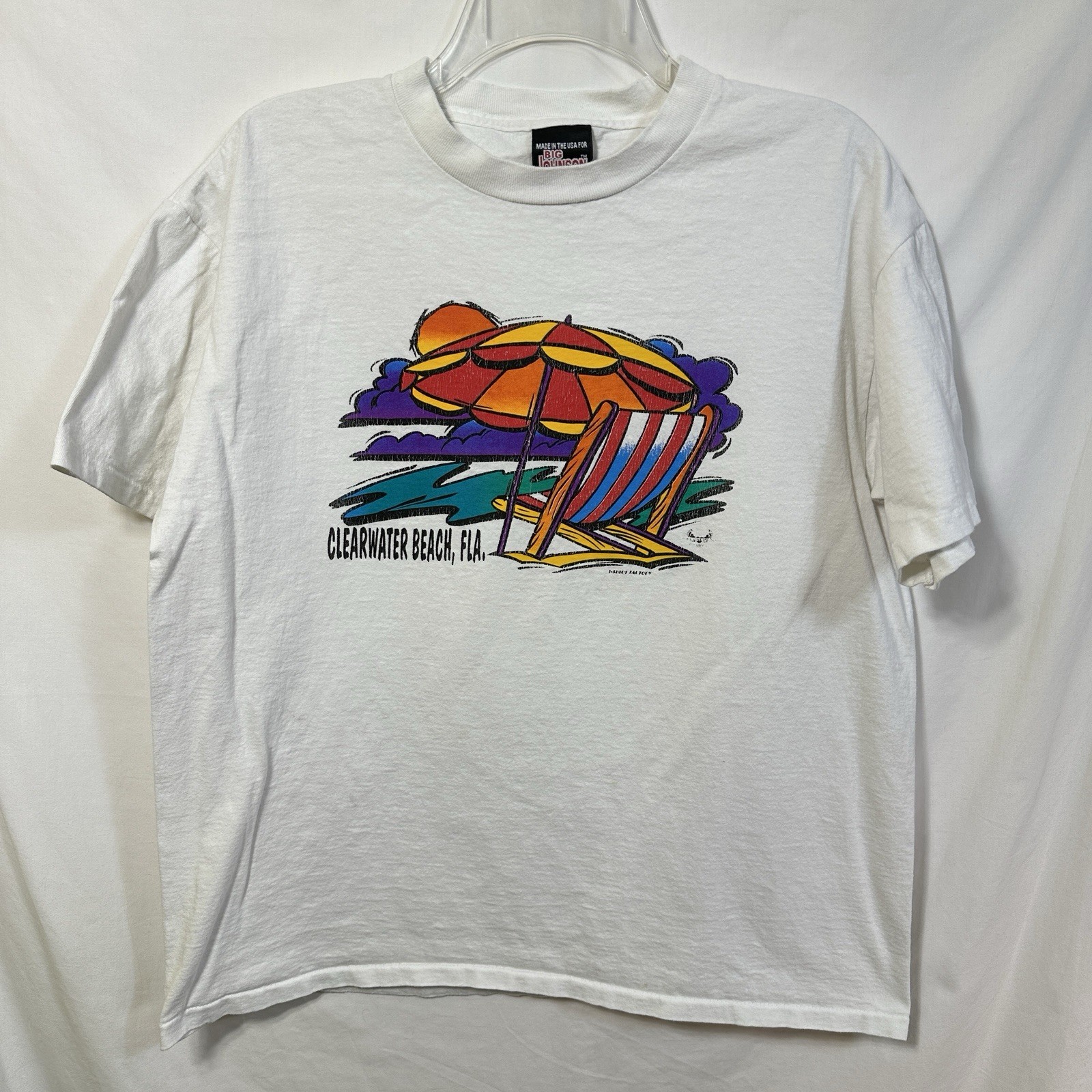 Vintage Single Stitch Big Johnson Clearwater Beach Florida L USA Made T-Shirt