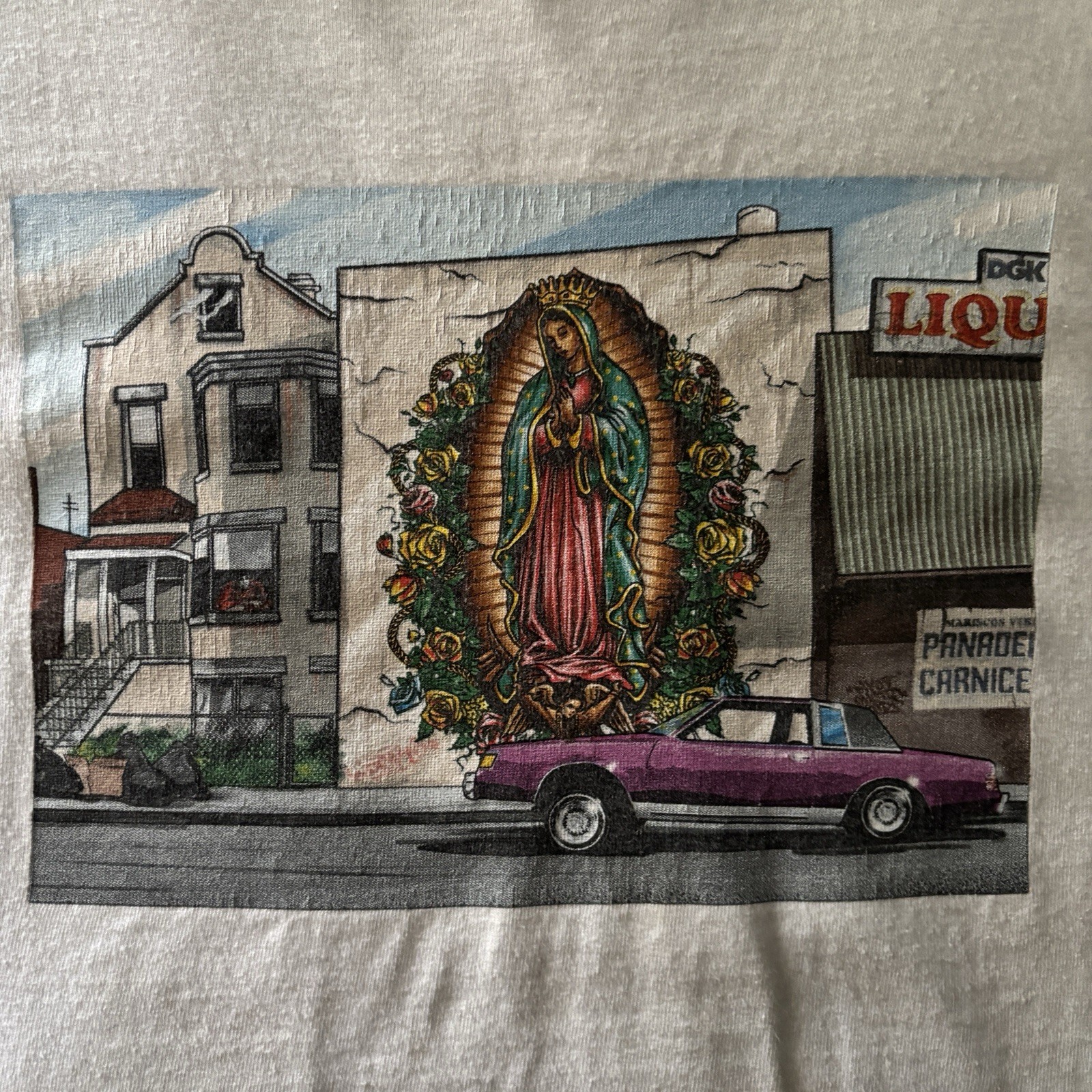 DGK Blessed Virgin of Guadalupe Graphic Men's T-Shirt Beige Short Sleeve Small S gallery