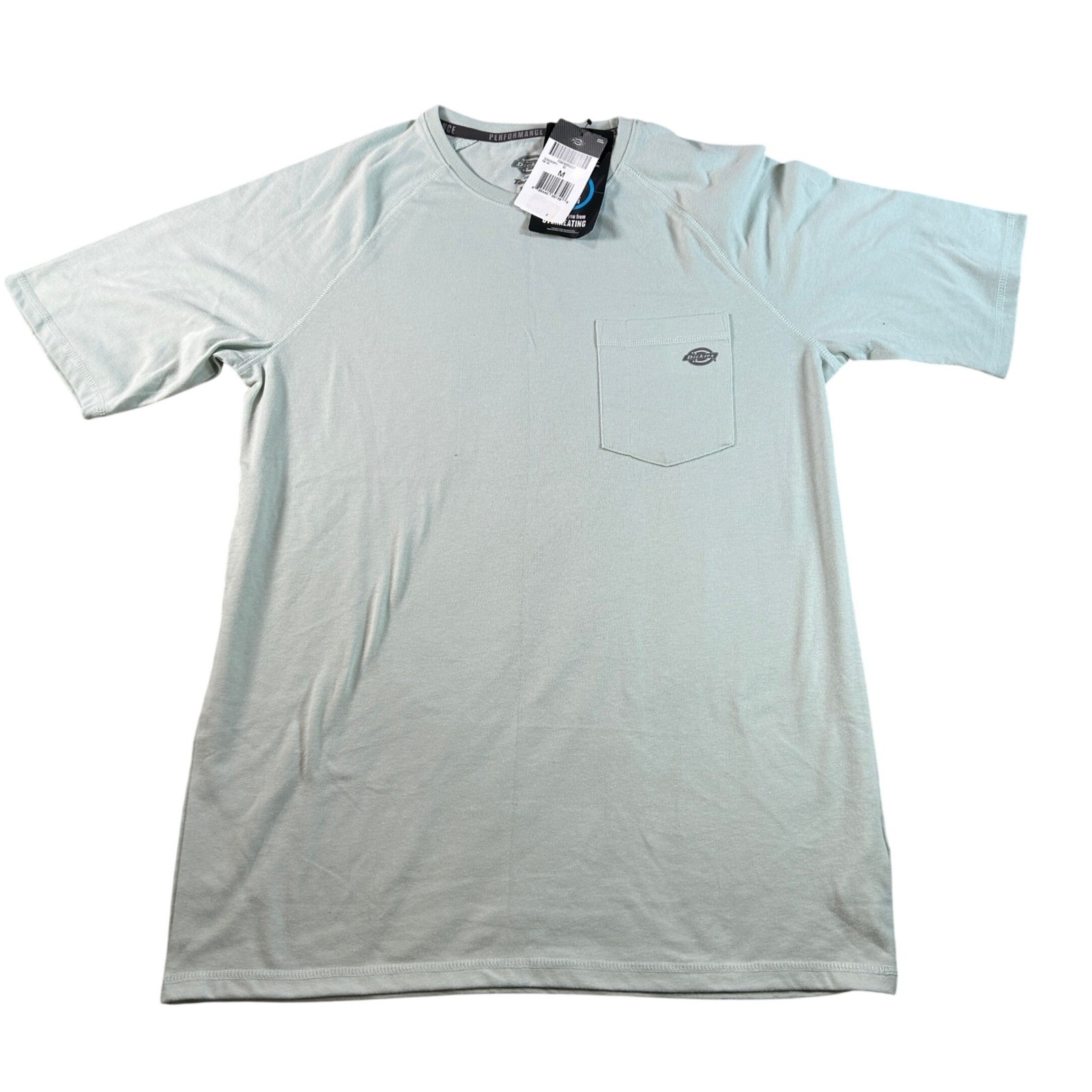 Dickies Cooling Temp IQ Performance T Shirt Mens Medium M Light Blue Pocket New