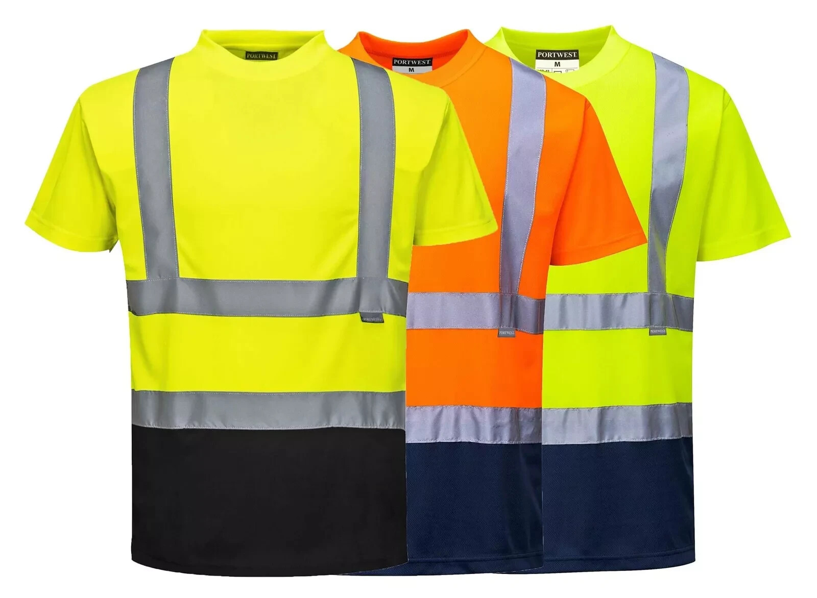 Mens Hi Vis High Visibility Contrast T-Shirt Reflective Safety Security Work Top gallery