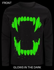 Vampire Shirt Mens Vampire Teeth Halloween Fancy Dress Cotton Light Up TShirts,…