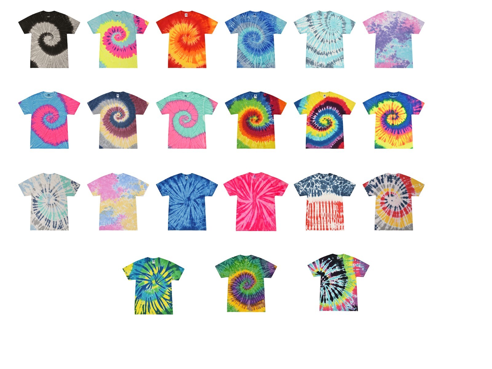 Tie Dye T-Shirts Multi-Color Kids & Adult Short Sleeve Cotton Colortone gallery