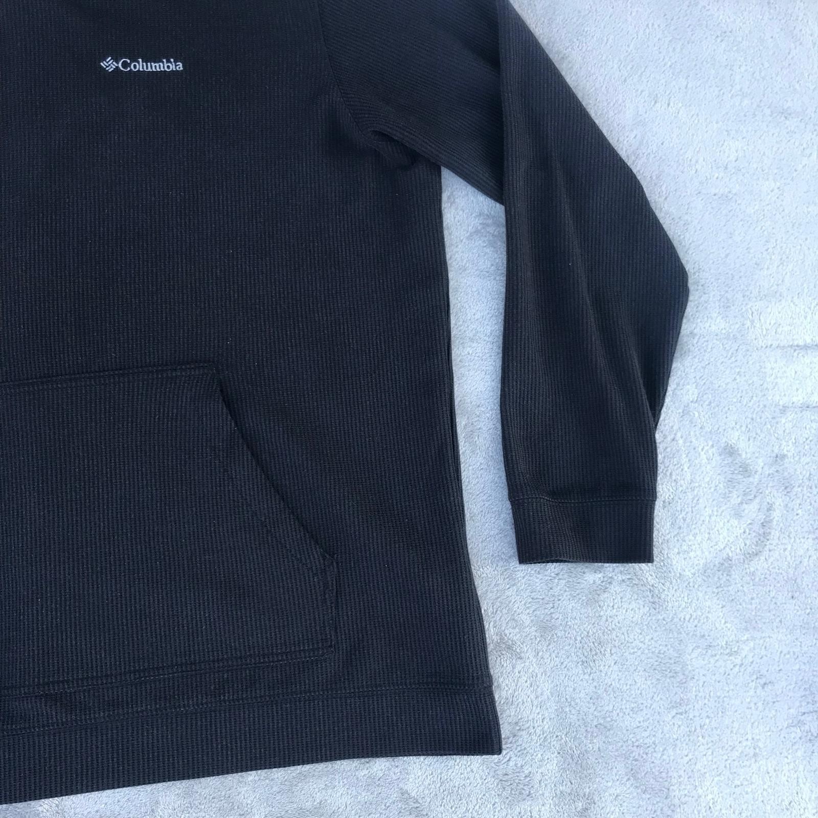 Columbia BLK Waffle Thermal Long Sleeve Kangaroo Pocket Black Shirt Men XXL gallery