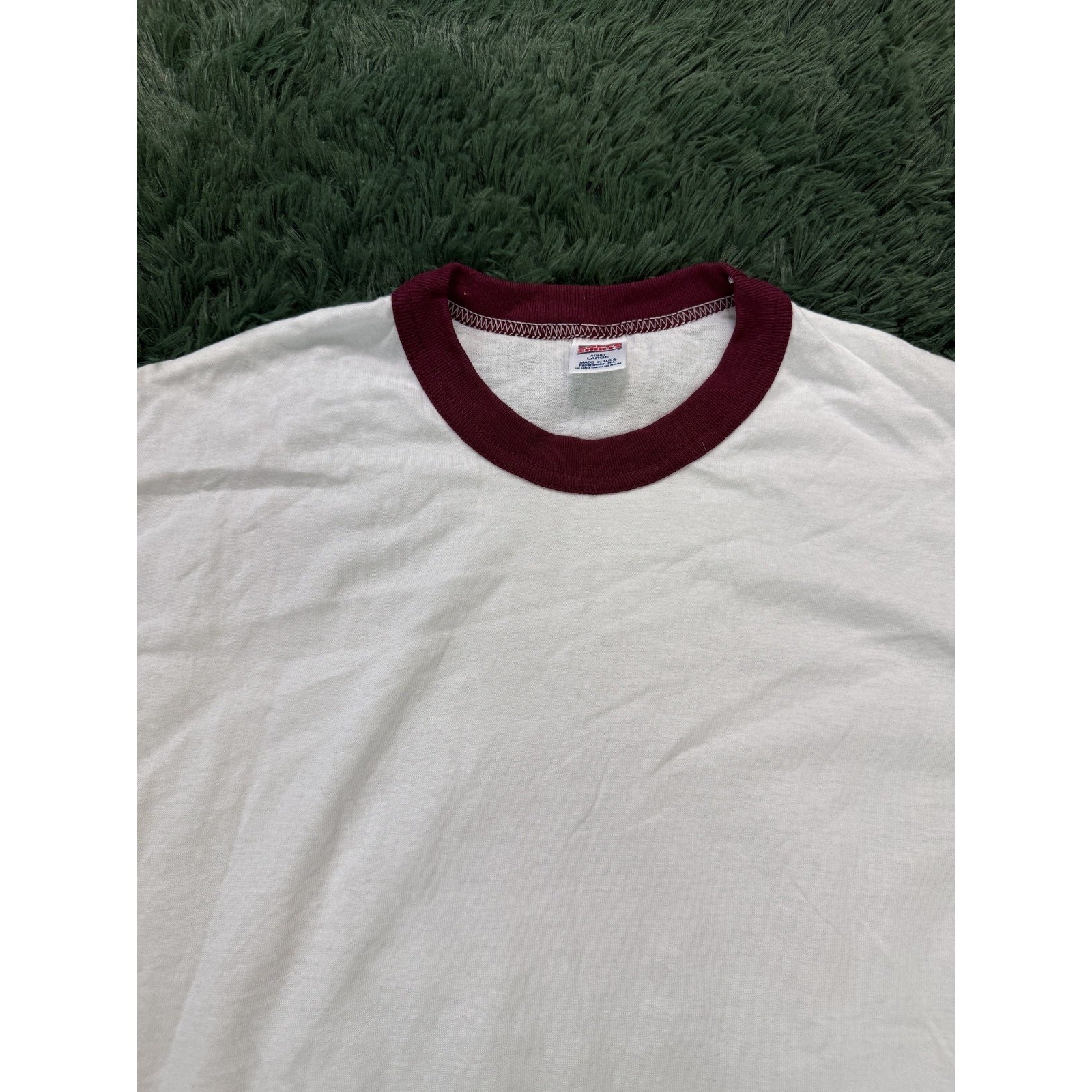 Vintage Soffe Shirts Ringer T-Shirt Adult Large White Maroon Crew Neck U.S.A gallery