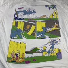 Tom & Jerry Cartoon Retro Comic Strip Graphic T-Shirt Shirt White Size Medium