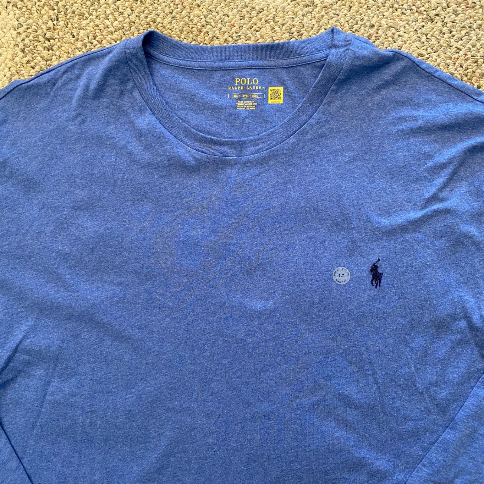 Polo Ralph Lauren T-Shirt Long Sleeve 100% Cotton Blue Mens Size 3LT TALL gallery