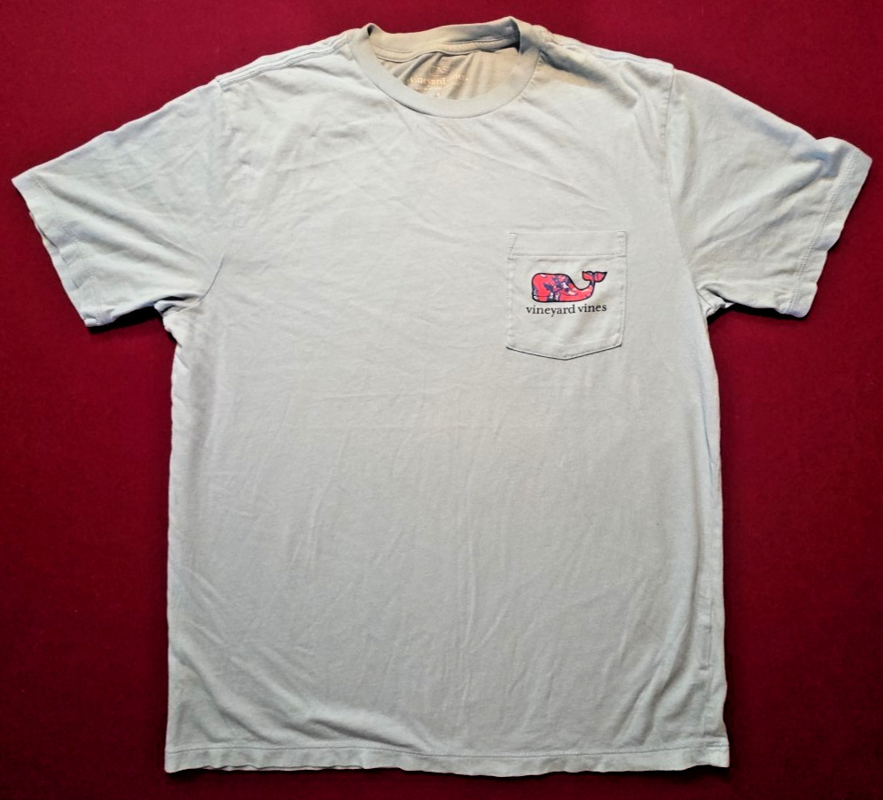Vineyard Vines Big Whale with Pocket Sea Life In Logo Blue Tee Beach Size Small gallery