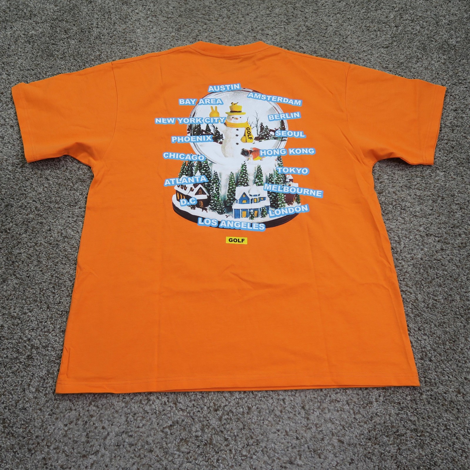 Golf Wang Shirt Men XL Orange World Tour Snowman Snow Globe Cities Tyler Creator gallery