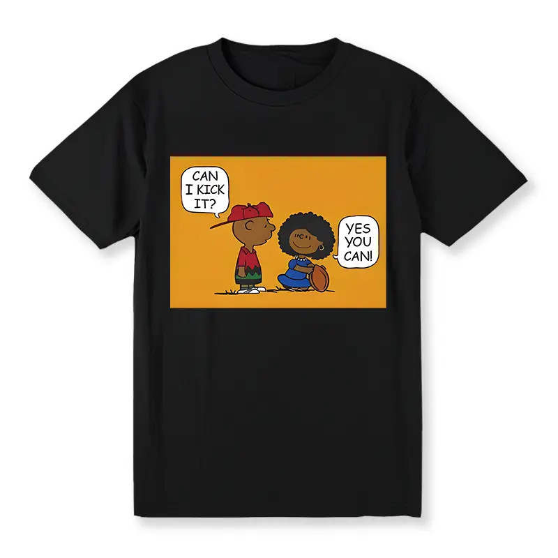 Can I Kick It Cartoon T-Shirt Motivational Men’S Tee With Fun Design Cotton Gift