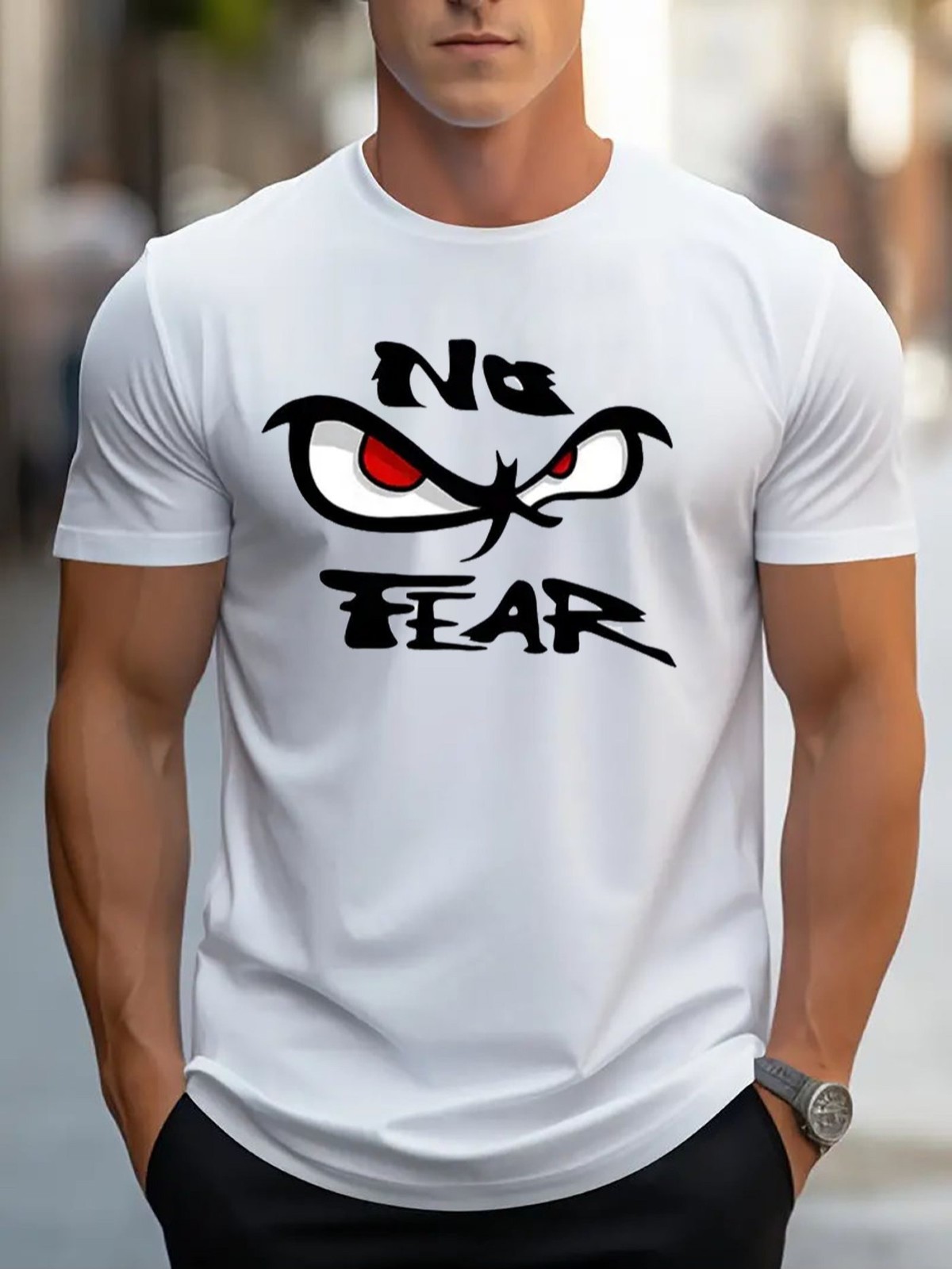 No Fear Retro Graphic T-Shirt – Vintage Style Evil Eyes Streetwear Tee gallery