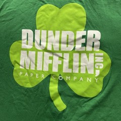 The Office NBC Dunder Mifflin Paper Company Green Logo Lucky T-Shirt Men’s L