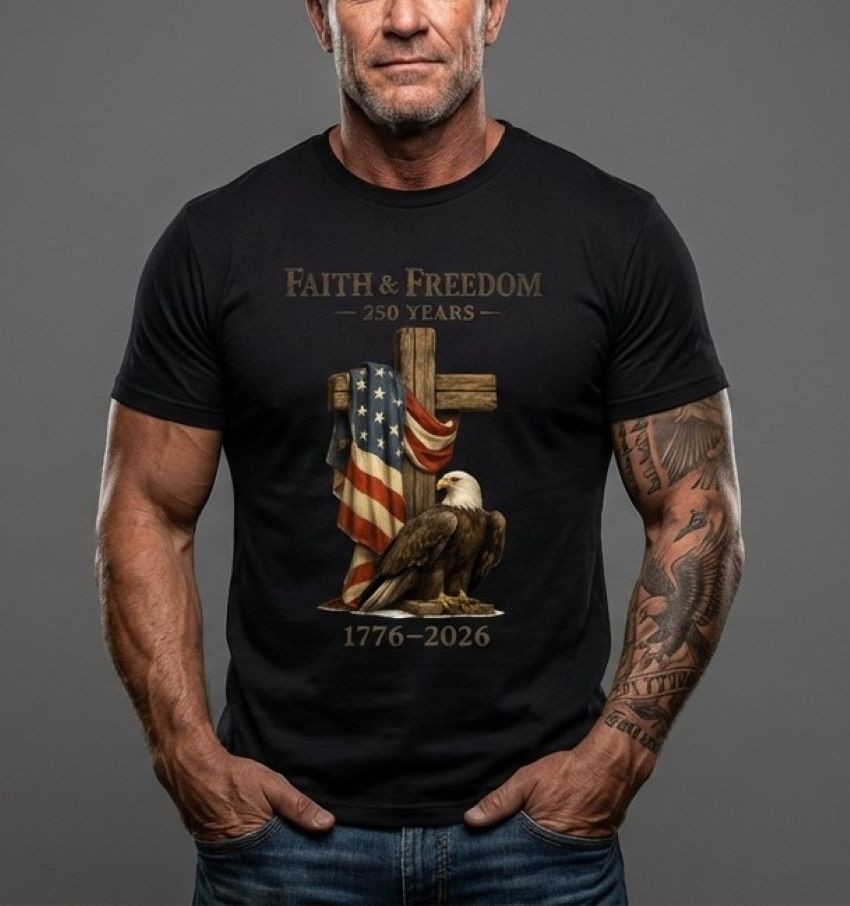250 Years Anniversary USA T-Shirt America Eagle Faith & Freedom Unisex Cotton gallery